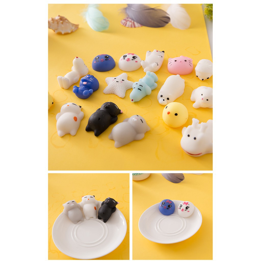 Mochi, Squishy thú dẻo dễ thương, combo 5 con không trùng mã WOP19 Mshop