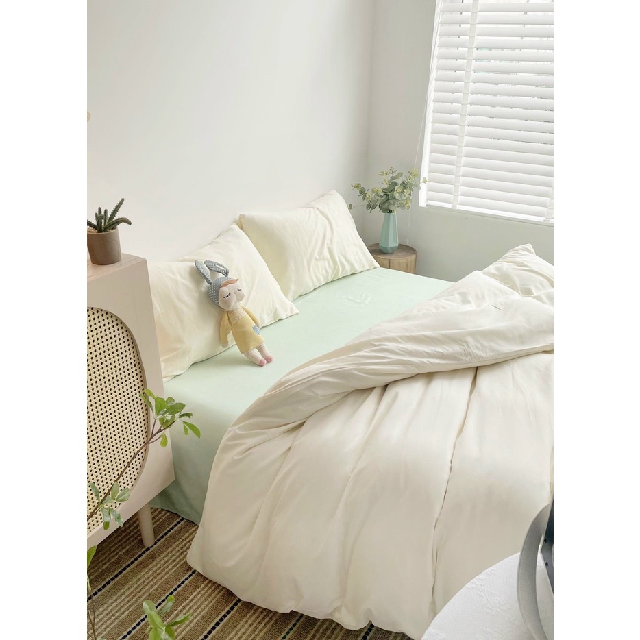 (ALBUM) Bộ chăn ga và vỏ gối cotton basic Mùa Decor - Màu xanh rêu phối beige và các màu khác | BigBuy360 - bigbuy360.vn