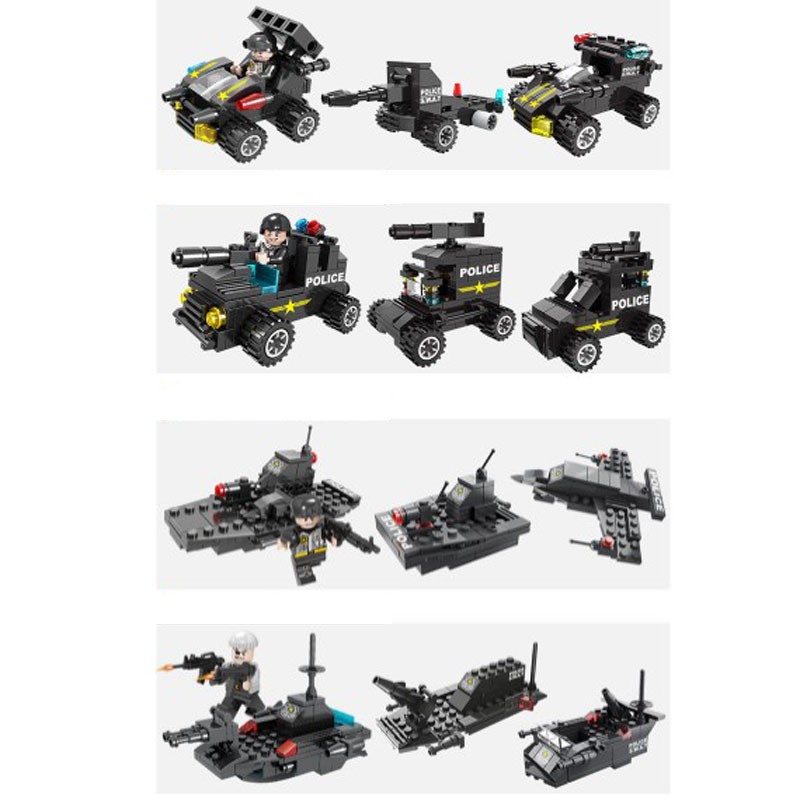 BỘ ĐỒ CHƠI LẮP RÁP XẾP HÌNH MÔ HÌNH CẢNH SÁT, OTO, LEGO ROBOT,  THUYỀN, XE SWAT C007
