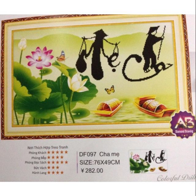 Tranh đính đá cha mẹ df097