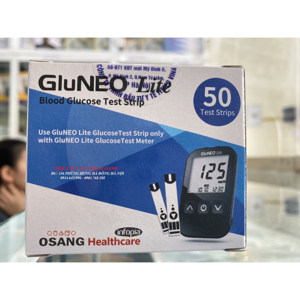 [ Y TẾ THẮNG OANH] QUE THỬ TIỂU ĐƯỜNG GLUNEO LITE 50 TEST- HÀN QUỐC