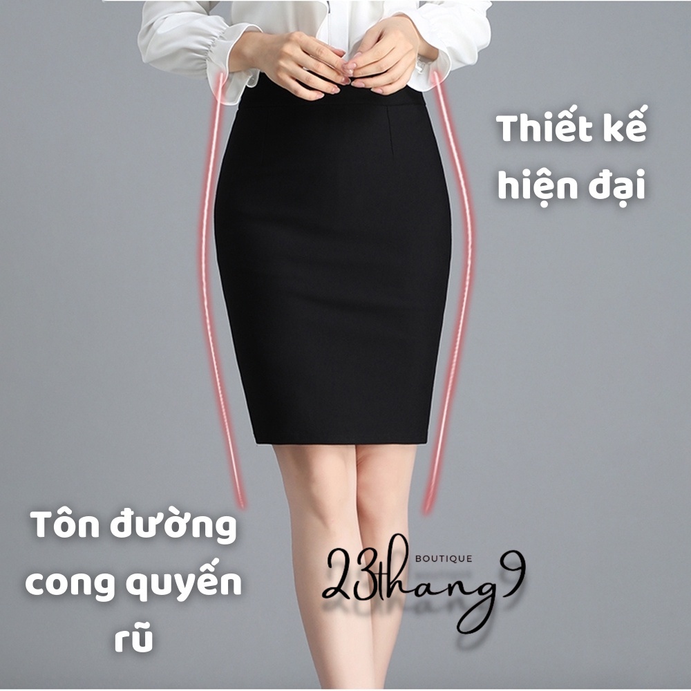 Chân váy công sở chân váy bút chì dáng dài dáng ngắn chất umi cao cấp cạp cao co giãn 4 chiều 23thang9
