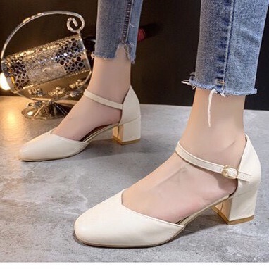 Giày Cao Gót Mũi Vuông 5 phân Nữ Tính Và Lịch Sự B8
