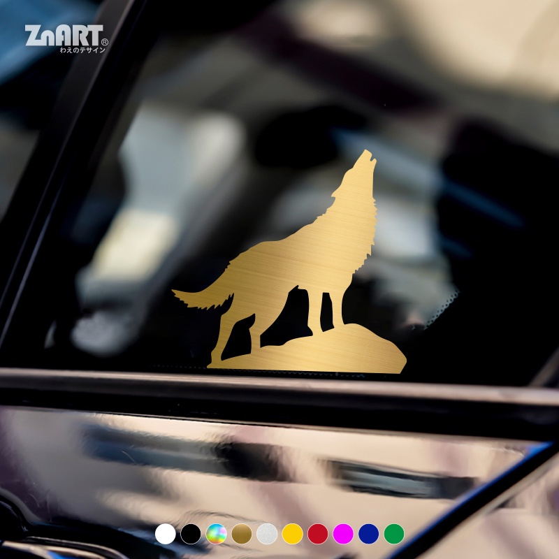 Miếng Dán Trang Trí Xe Hơi Hình Chó Sói Phản Quang Độc Đáo