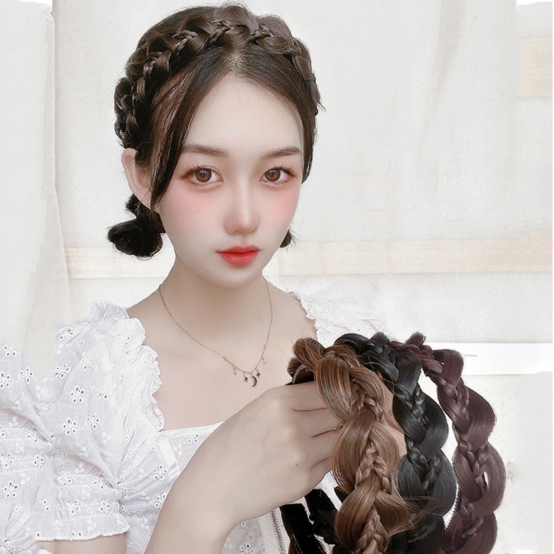 Băng Đô Tóc Giả Thắt Bím Liền Mạch Tự Nhiên Chống Trượt Mới