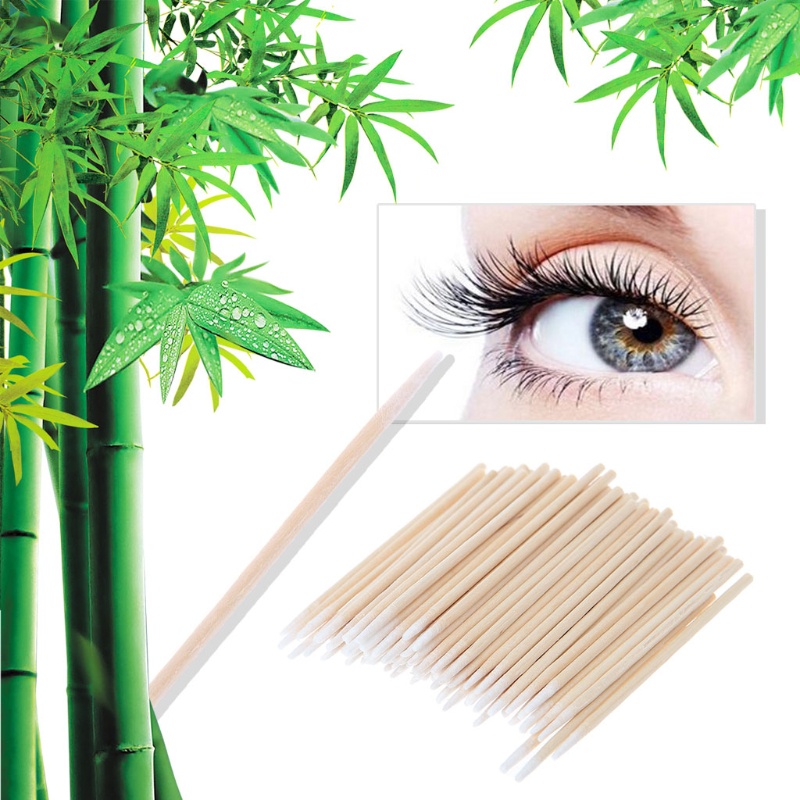 [Hàng mới về] Set 100 tăm bông mini cán gỗ dài làm đẹp đa năng tiện lợi