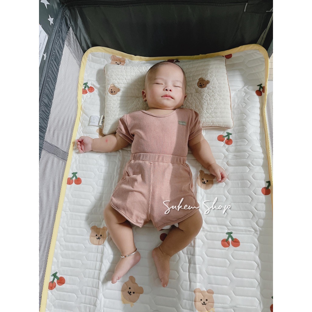 Gối nằm cho bé/Gối Chữ Nhật Hàn CHEZBEBE 100% cotton lưới 3D thoáng khí