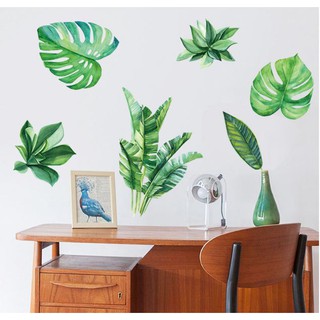 Decal dán tường lá xanh nghệ thuật