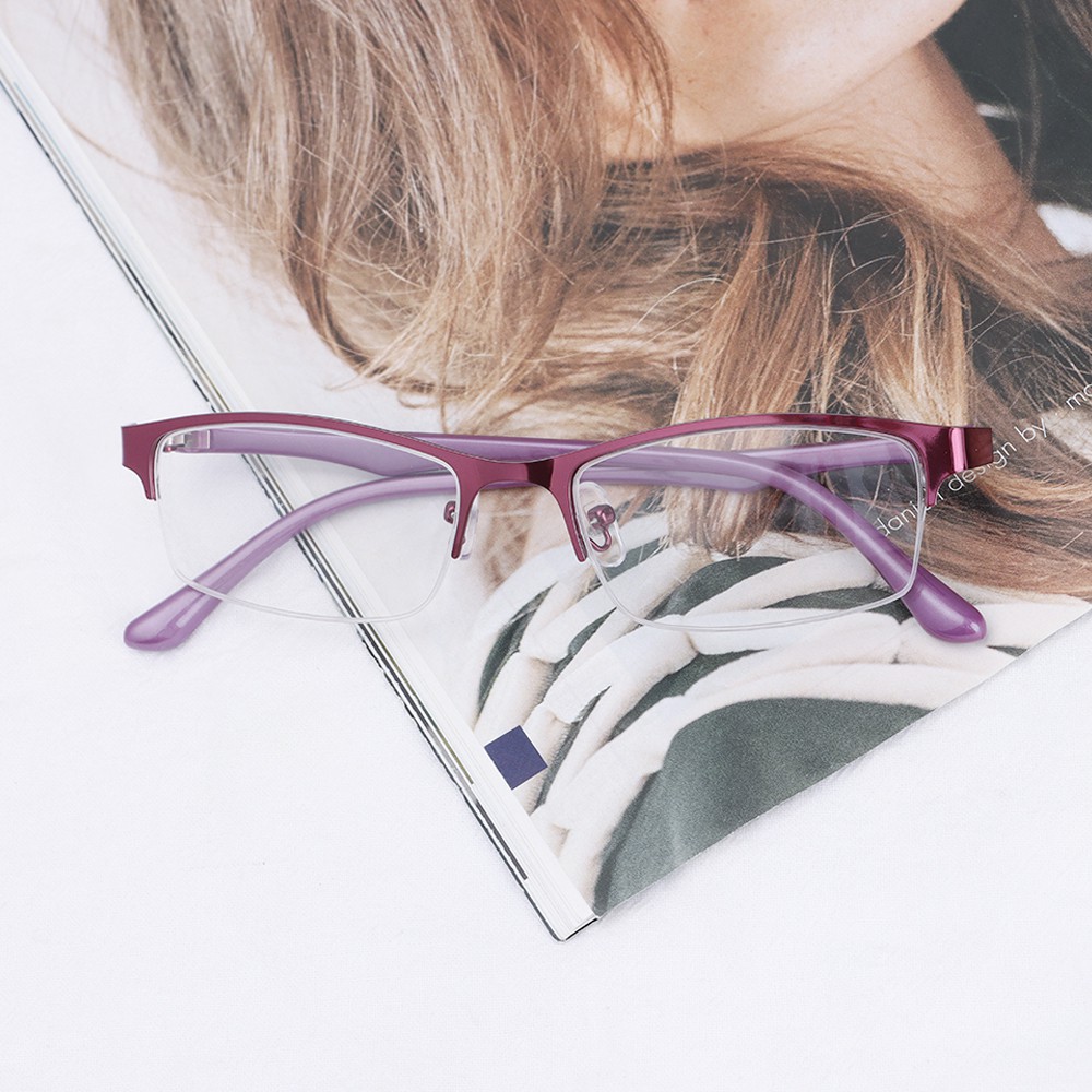 Kính cận nửa gọng kim loại siêu nhẹ giảm mệt mỏi chất lượng cho nữ
