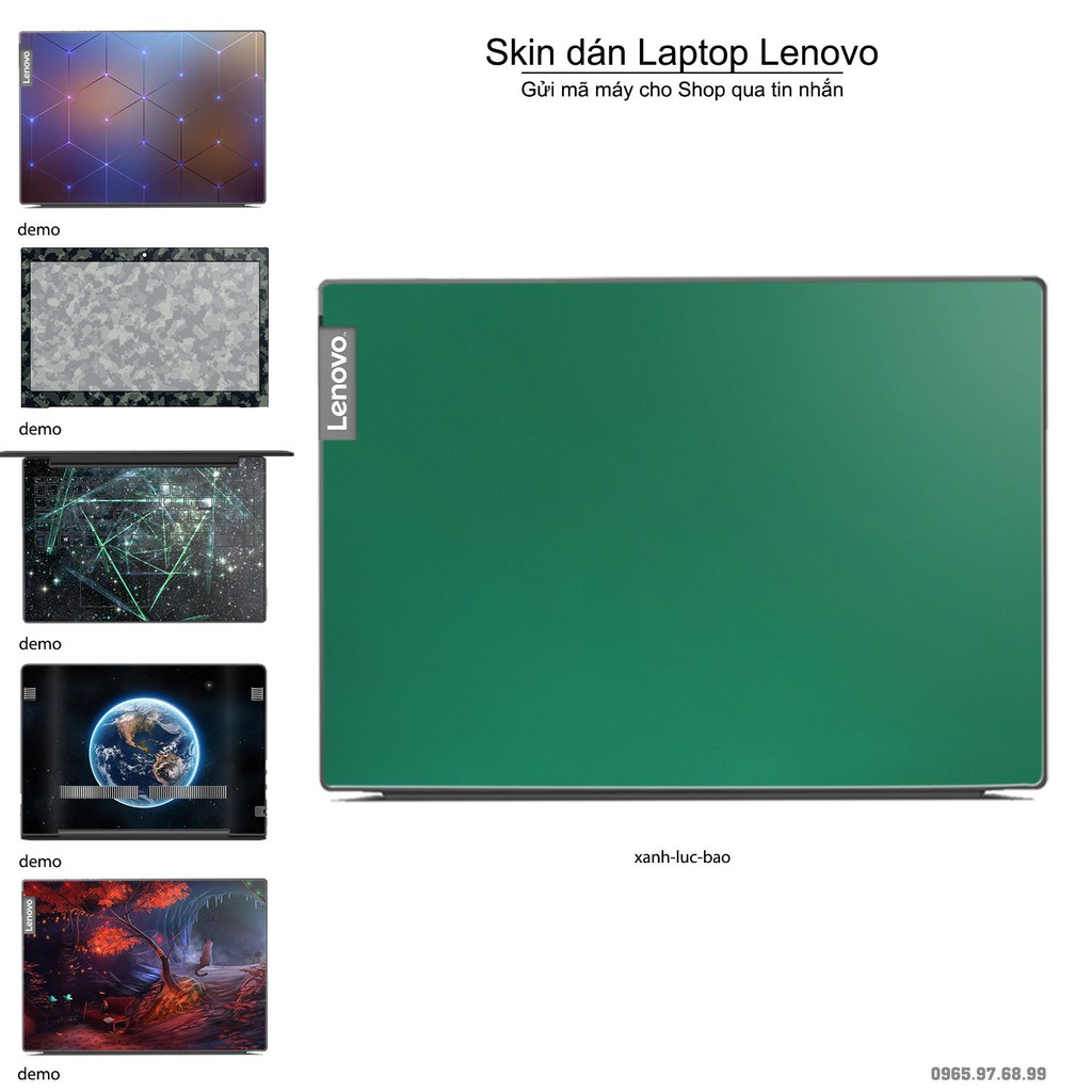 Skin dán Laptop Lenovo in màu xanh lục bảo (inbox mã máy cho Shop)