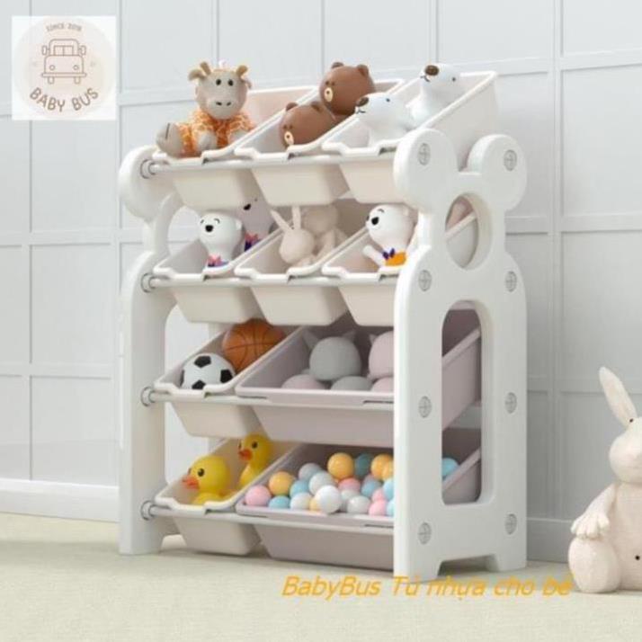 Kệ đựng đồ chơi cho bé bo tròn màu kem hình gấu rèn luyện montesori cho trẻ em