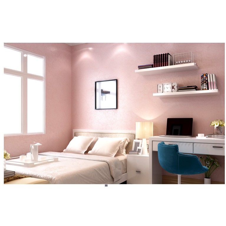 Decal giấy dán tường màu hồng nhám sợi khổ 45cm keo sẵn(giá bán 1m dài)
