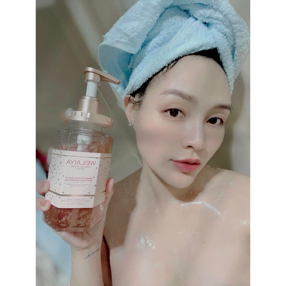 Sữa Tắm Trắng Da Cánh Hoa Hồng Tươi WEILAIYA Grand Rose Extracts Whitening Shower Gel 450ml (tặng chai mini)