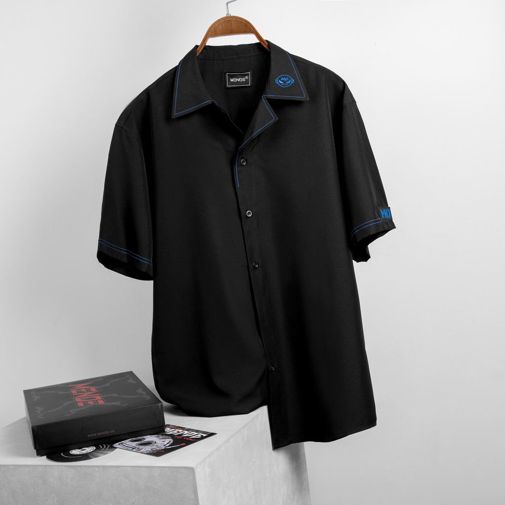 MENDE - Icon Shirt - Áo sơ mi nam tay ngắn màu đen đơn giản