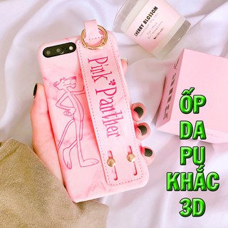 Ốp lưng iphone 7Plus - Ốp da PU khắc 5D Báo Hồng IP7Plus