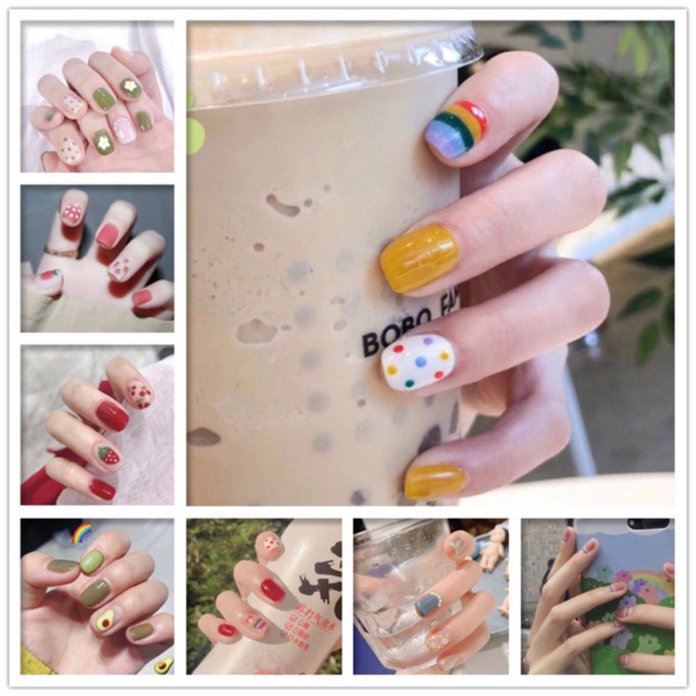 Bộ 14 stickers dán móng tay trang trí không thấm nước thời trang xinh xắn