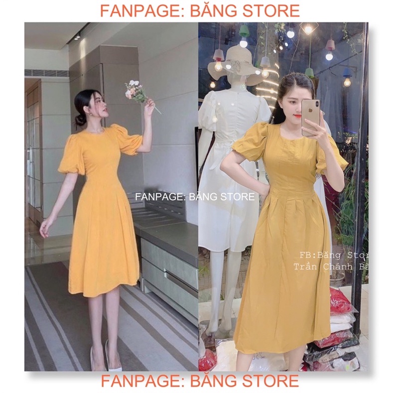 ĐẦM MIDI TAY BÍ XẾP LY