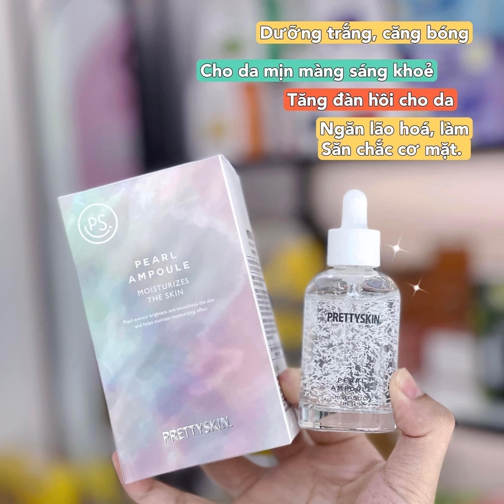 Tinh Chất Serum Dưỡng Trắng Da Ngọc Trai Pretty Skin Hàn Quốc Pearl Ampoule 50ml Giúp Mờ Thâm &amp; Ngăn Ngừa Lão Hóa