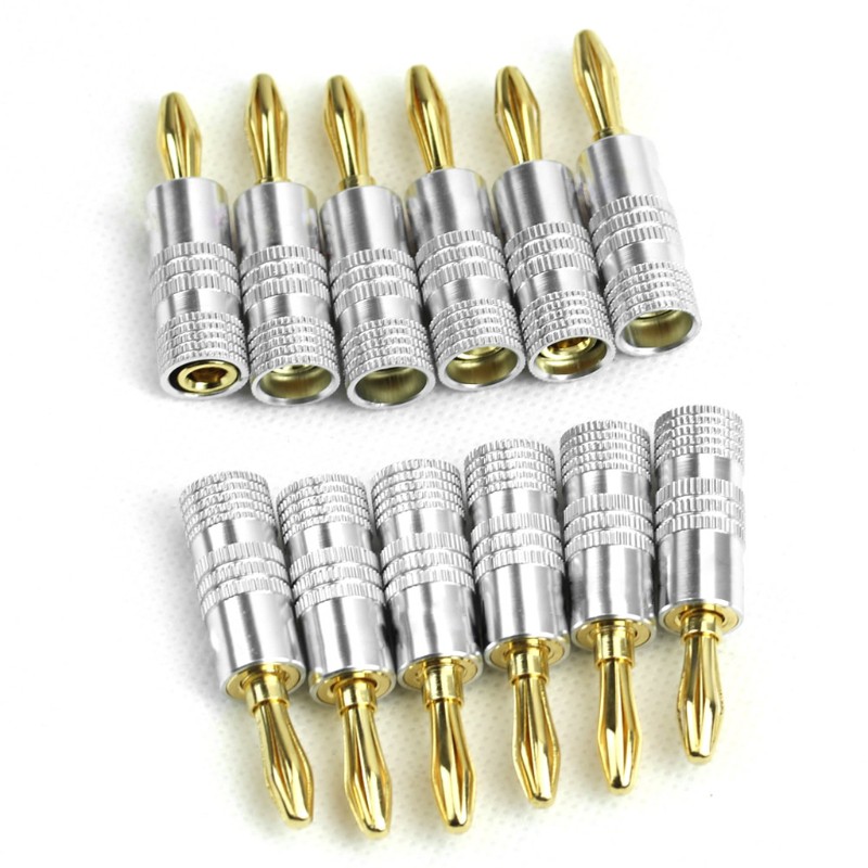 ❤❤ New 12x Golden Nakamichi Speaker Banana Plug Connector Adapter