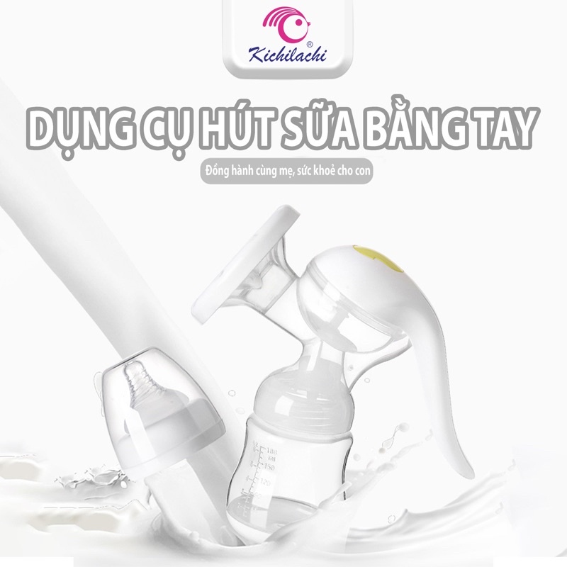 Máy Hút Sữa Cầm Tay Kichilachi - Mẫu Mới  Có Bình Vắt Sữa Êm, Đệm Massage Silicone