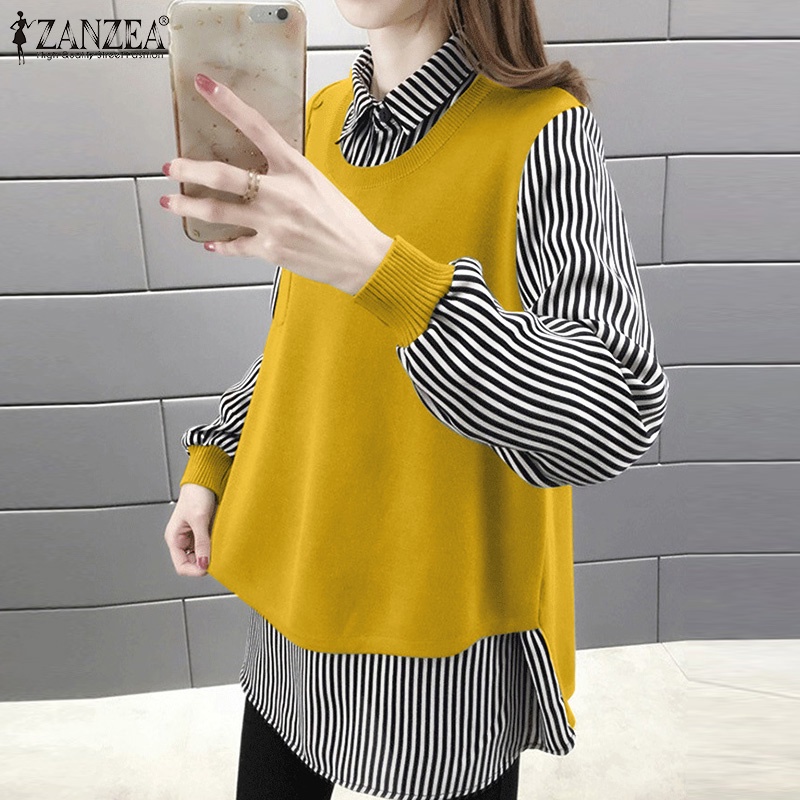 Áo sơ mi ZANZEA tay dài in sọc sành điệu cho nữ