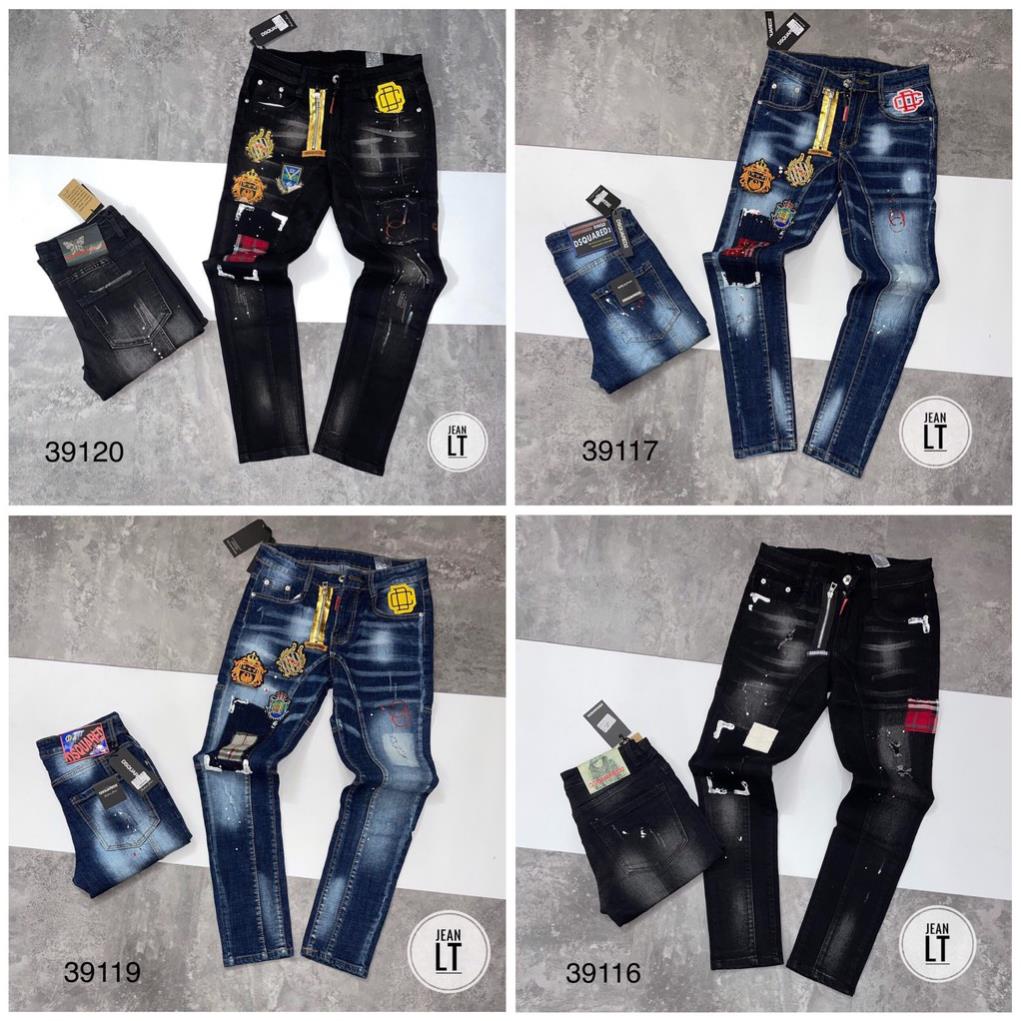 Quần bò Dsq khóa lệch thêu logo - Quần jeans dsq nam cao cấp
