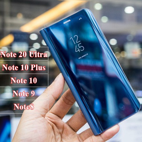 Bao da Note 10 Plus Note 9 Note 8 Note 20 Ultra - Bao da tráng gương dáng gập 2 mặt