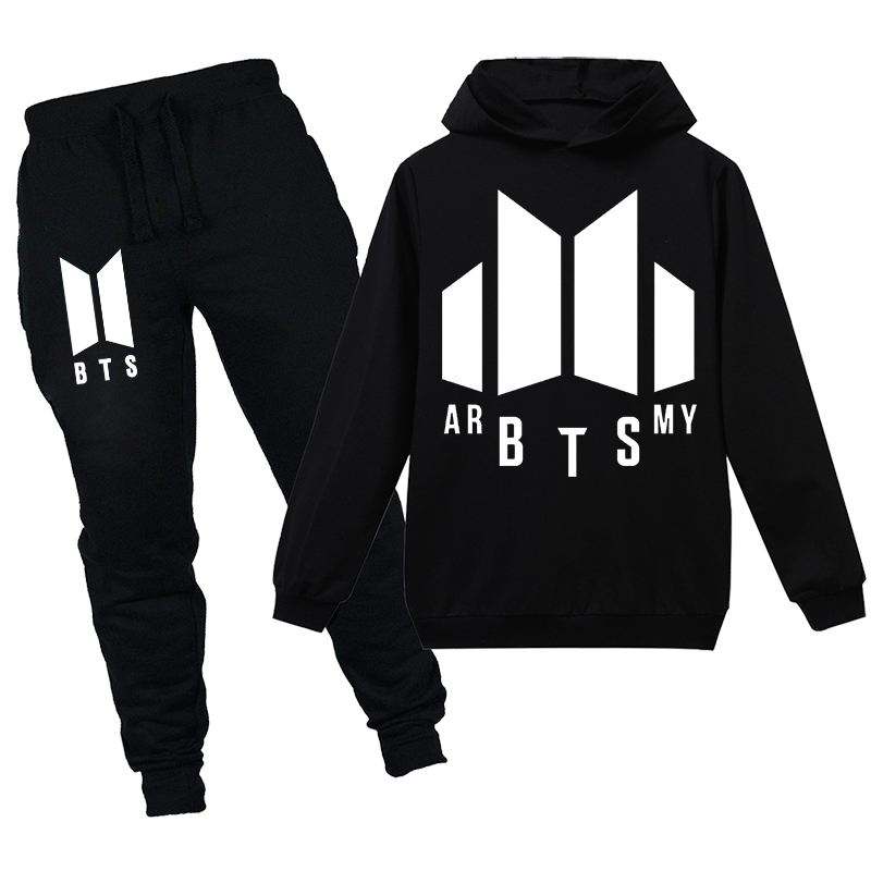 Thời Trang Set Đồ 2 Món Áo Hoodie Tay Dài In Hình Bts Dành Cho Bé Trai Và Bé Gái