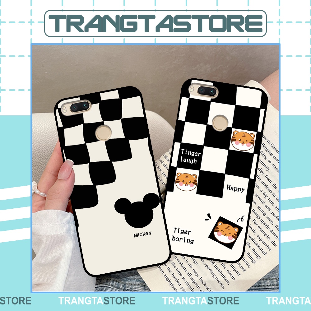 Ốp Xiaomi Mi A1 / Mi 5x in hình sọc caro, họa tiết đen trắng dễ thương