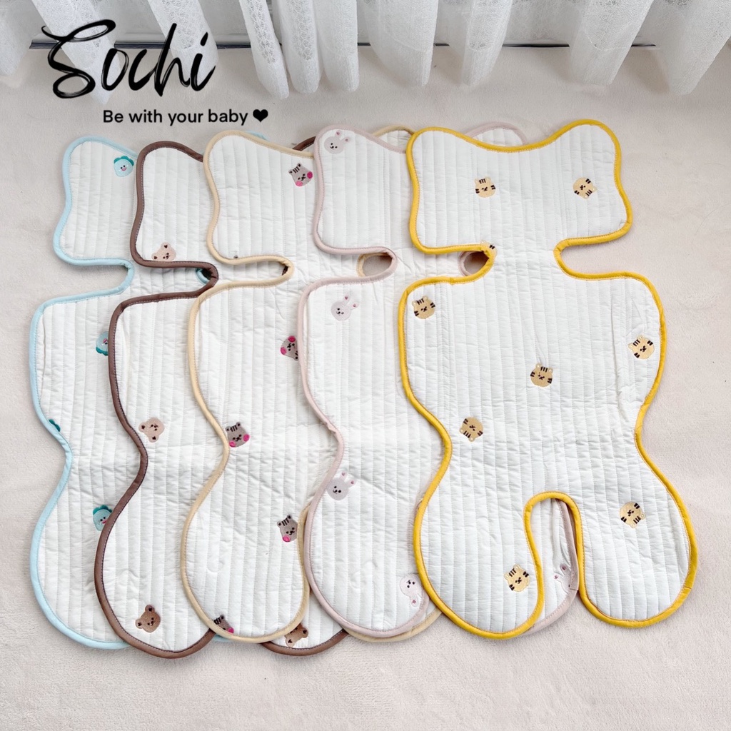Tấm lót xe đẩy- chiếu điều hòa chống nóng lót xe đẩy cho bé cotton mềm mại, thoáng khí, phong cách Hàn Quốc