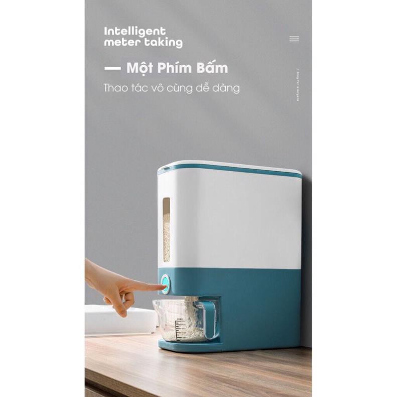 [Sẵn Hàng Giao Ngay] Thùng gạo thông minh 3in1 chứa đựng 10-12kg hạt.