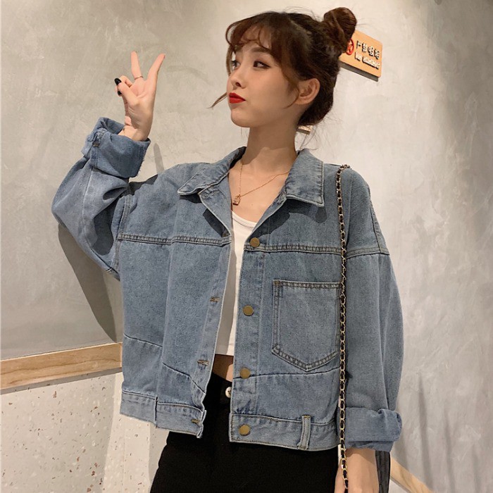 Korean style loose denim jacket women's wild thin short jacket top trend