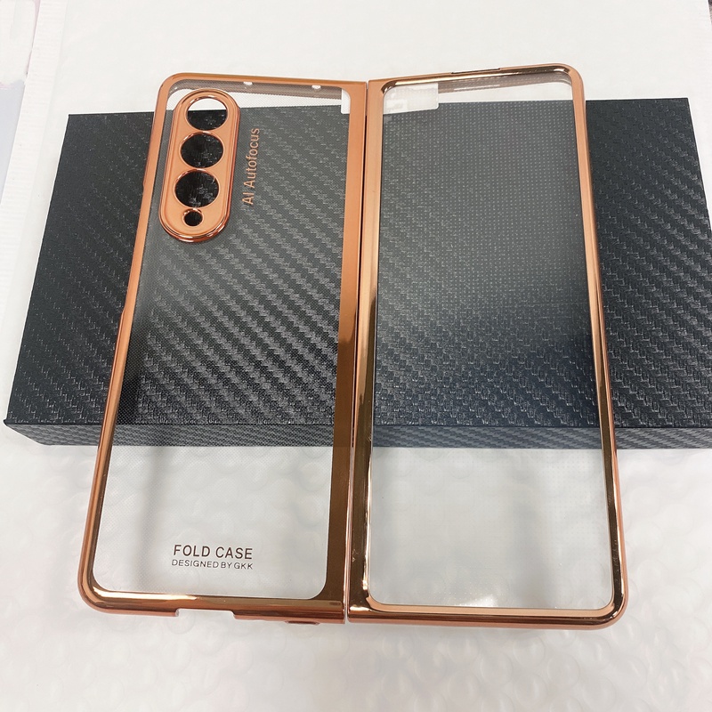 Ốp Điện Thoại Mặt Kính Cường Lực Cứng Trong Suốt Viền Mạ Cho Samsung Galaxy Z Fold 3 5G Z Fold 4