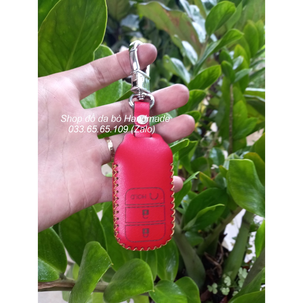 Bao da chìa khóa Honda HRV, Civic 2022 -2023 phom mới chìa 3 nút, 4 nút bấm bằng da bò thật, khắc tên miễn phí