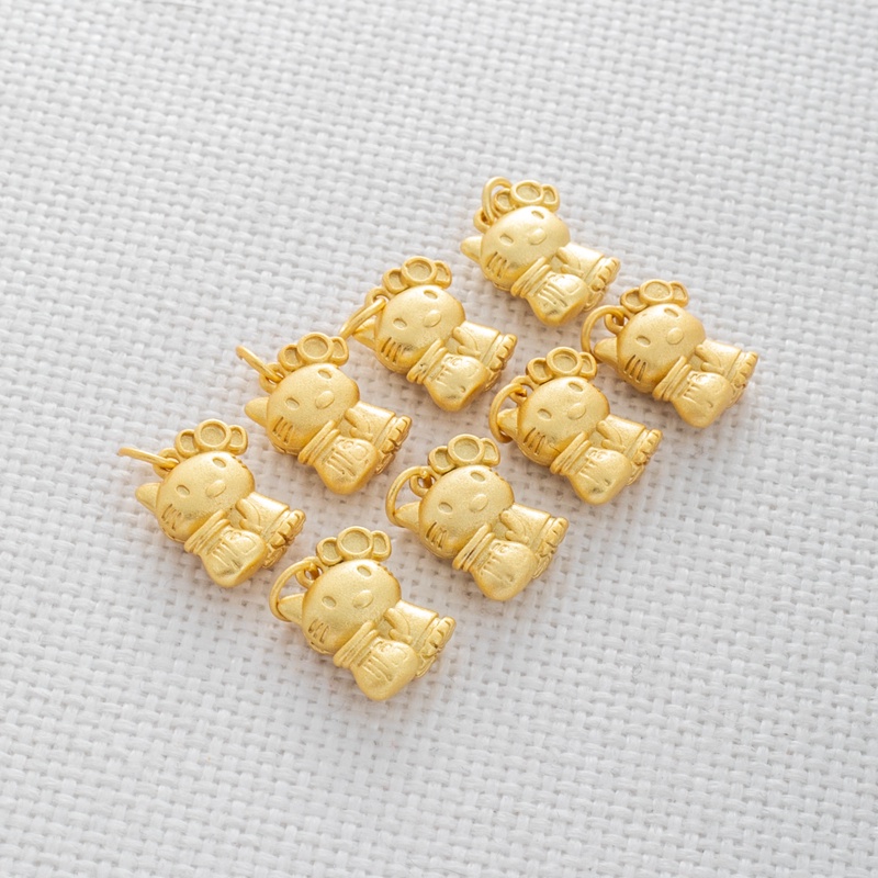 Mặt Dây Chuyền Hình Mèo Hoạt Hình Mạ Vàng 18k 10 * 13mm