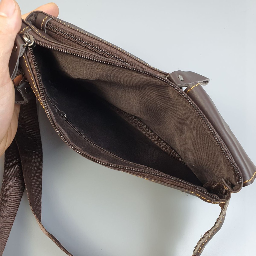 Túi đeo chéo da bò mill TD111VB (Black) [Freeship] - 100% da bò thật, bảo hành 3 năm | BigBuy360 - bigbuy360.vn