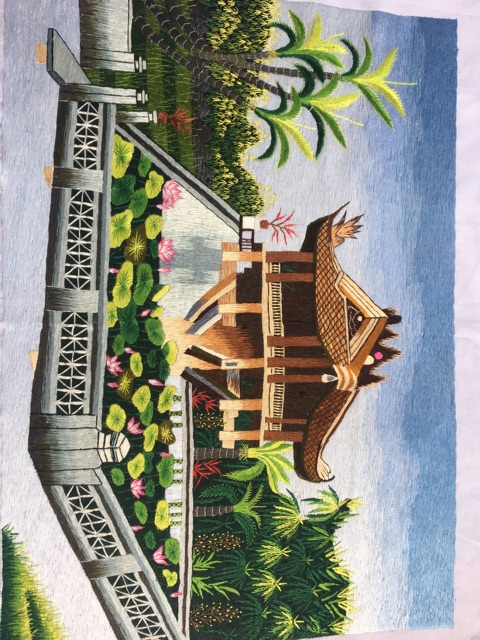 Tranh thêu tay phong cảnh Chùa Một Cột 35x50cm