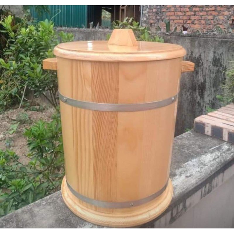 thùng đựng gạo gỗ thông 30kg
