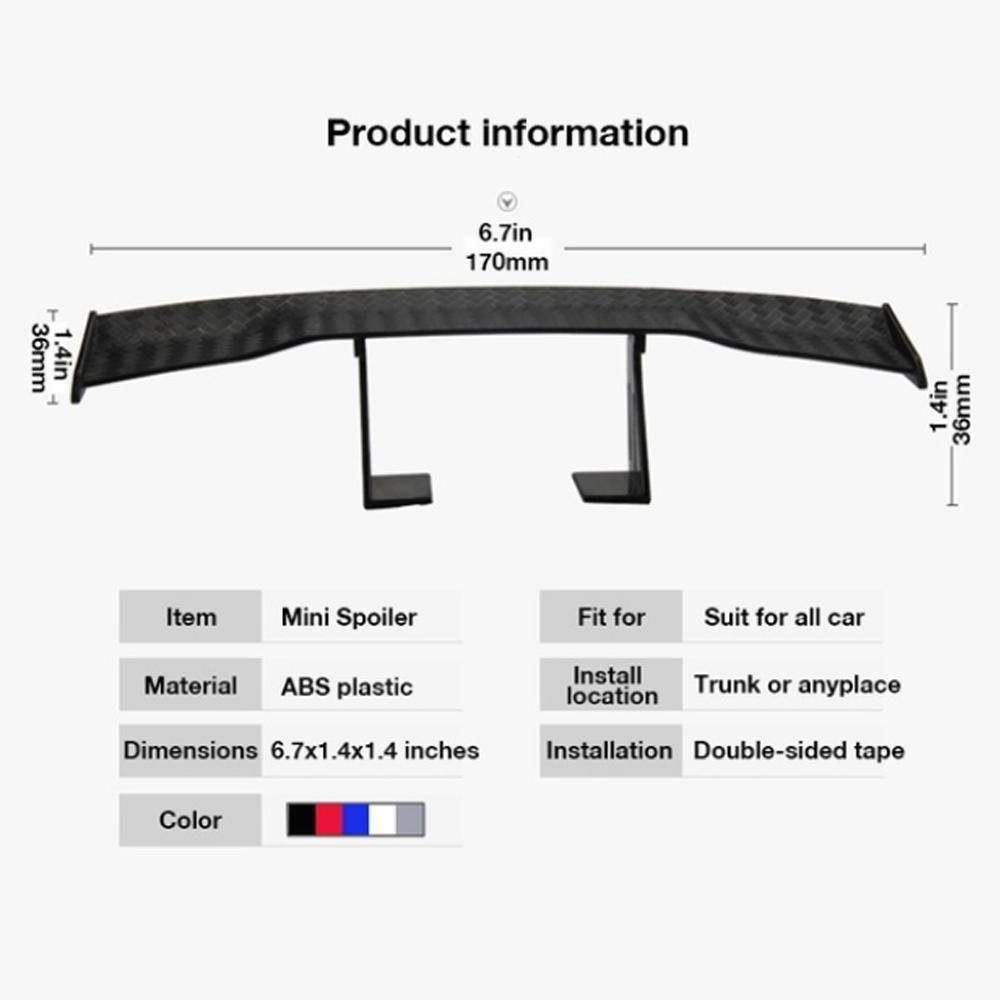 Cánh gió mini bằng ABS màu đen/ trắng/ đỏ/ xanh dương/ xám trang trí đuôi xe hơi