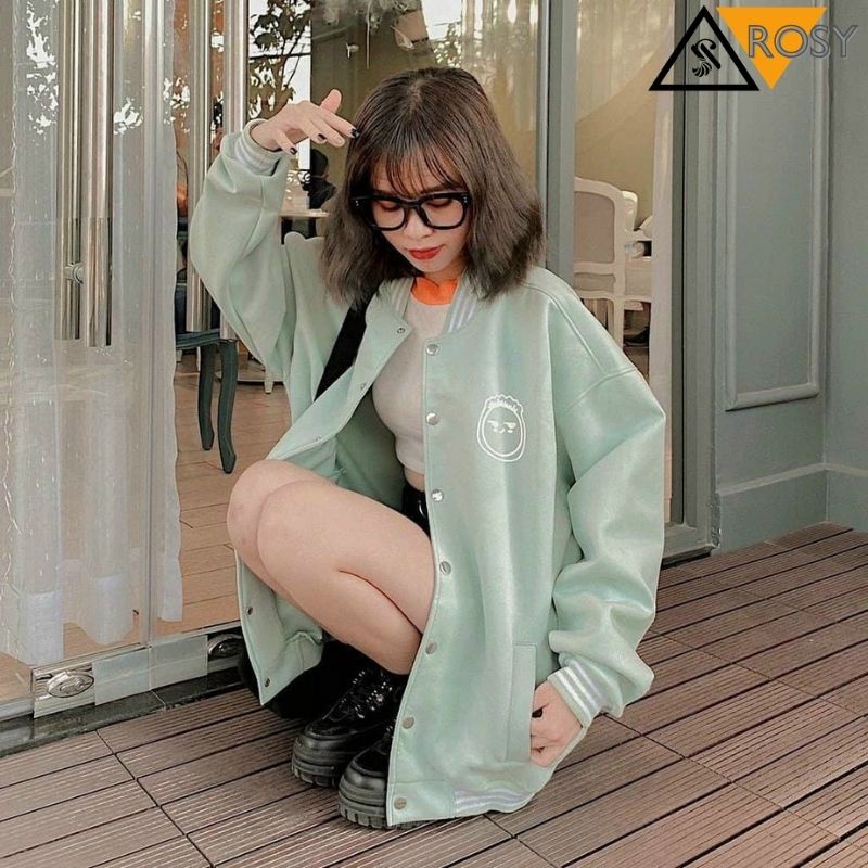 Áo khoác bomber nỉ unisex khóa zip oversize form rộng chất nỉ bông dày dặn nam nữ đều phù hợp