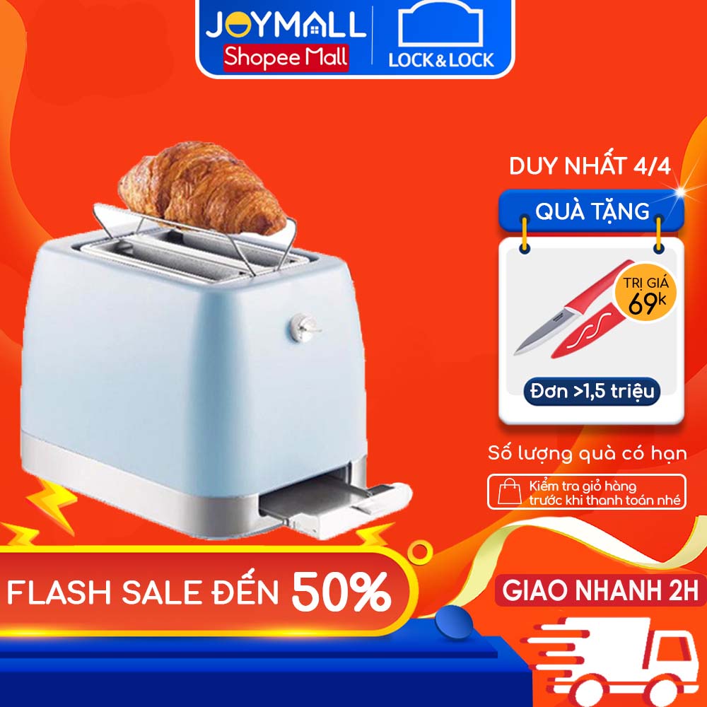 Máy nướng bánh mì Lock&amp;Lock EJB221BLU - Hàng chính hãng bảo hành 12 tháng, dùng hâm nóng, nướng bánh sandwich - JoyMall