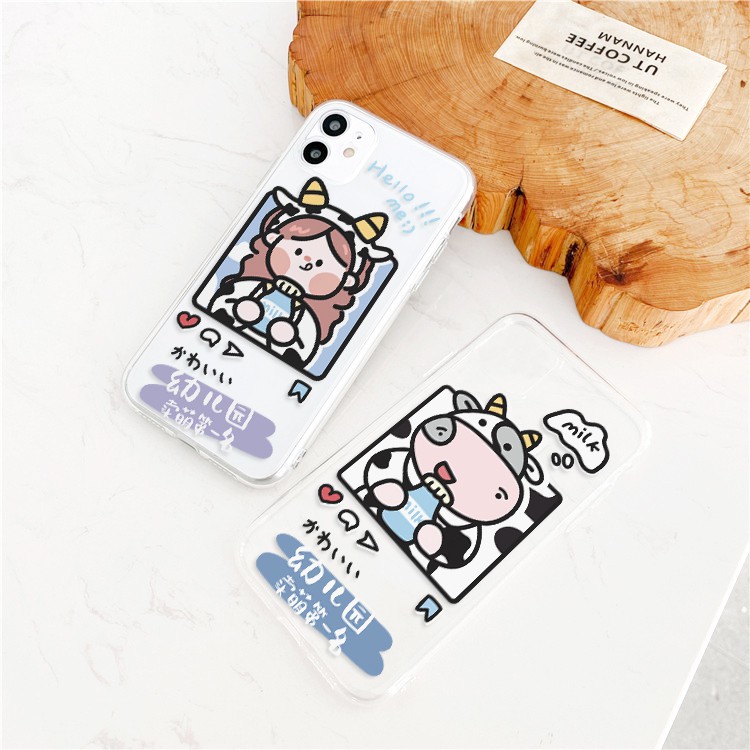 Ốp lưng iphone Girl &amp; Cow viền trong chống ố 6/6plus/6s/6splus/7/7plus/8/8plus/x/xr/xs/11/12/13/pro/max/plus/promax