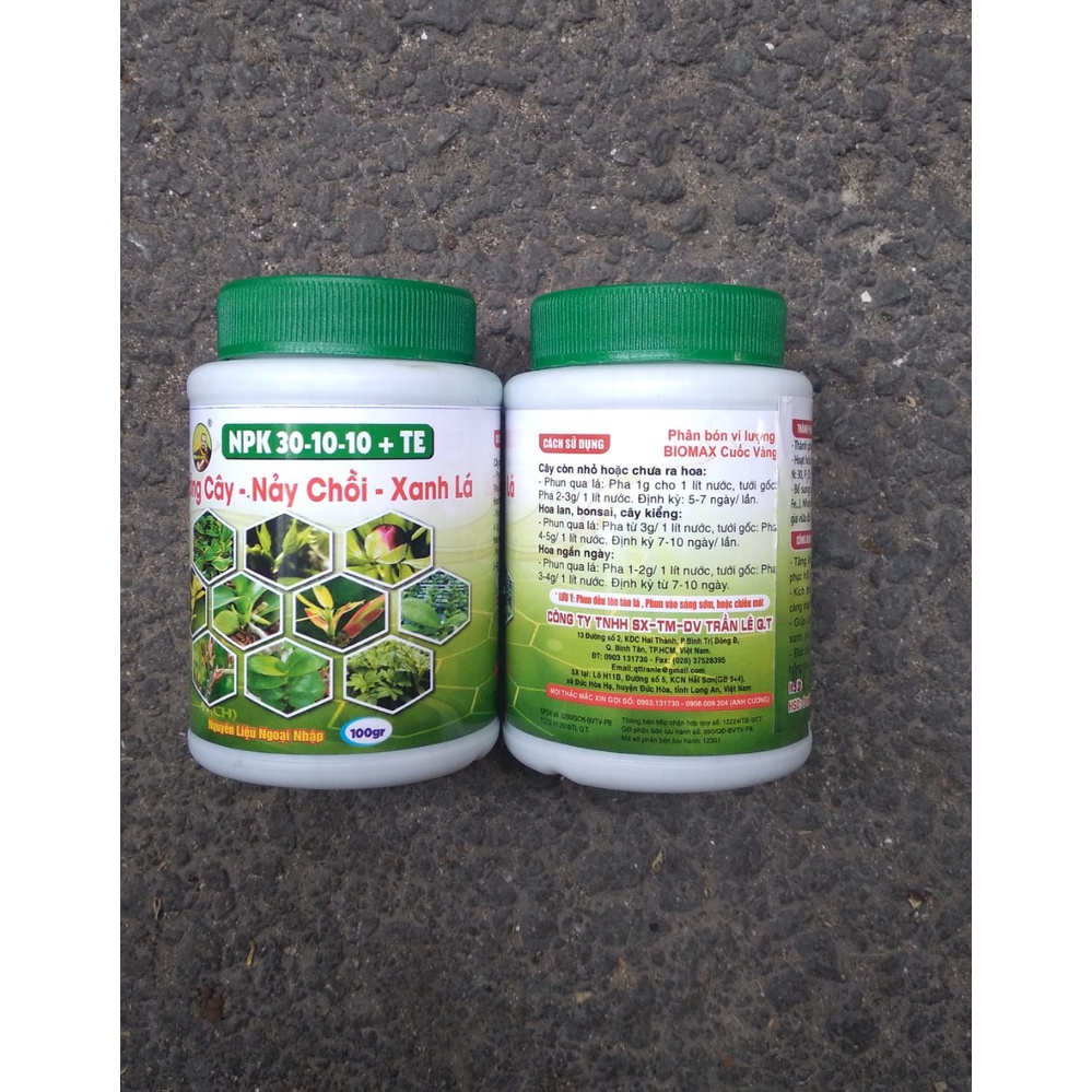 Phân bón cây cảnh NPk 30-10-10 + TE Nảy chồi xanh lá dưỡng cây hũ 100g