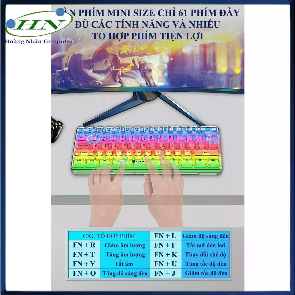 Bàn phím mini có dây trong suốt đèn led RGB XUNFOX K20