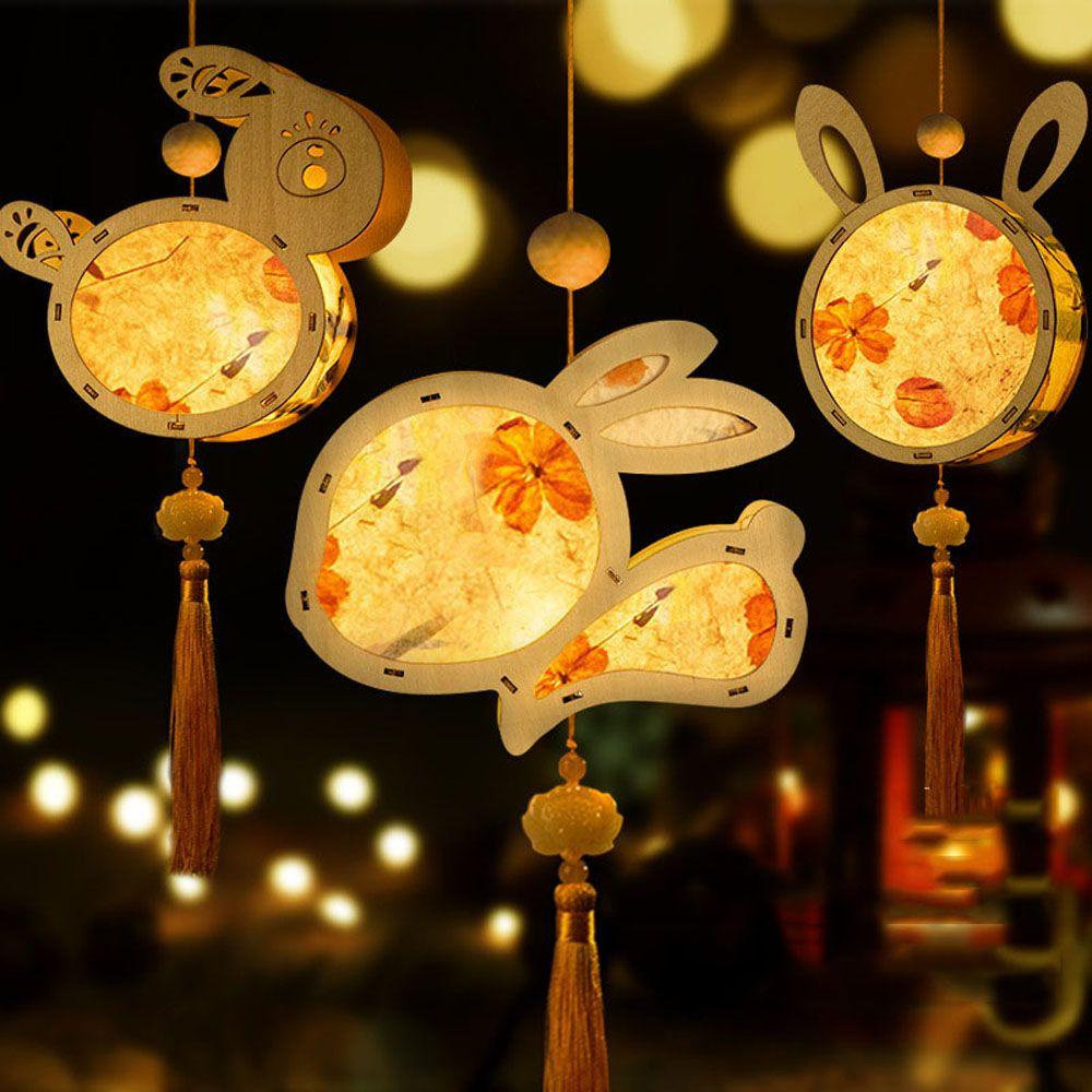 Lilyes Đèn Lồng Bằng Gỗ Hình Thỏ Mặt Trăng Trang Trí Trung Thu / Tiệc Tùng / Lễ Hội Trung Thu