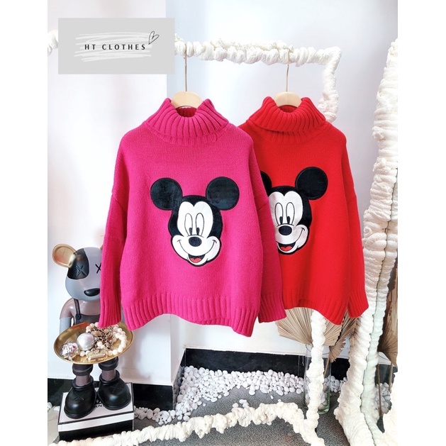 Áo len cổ lọ mickey