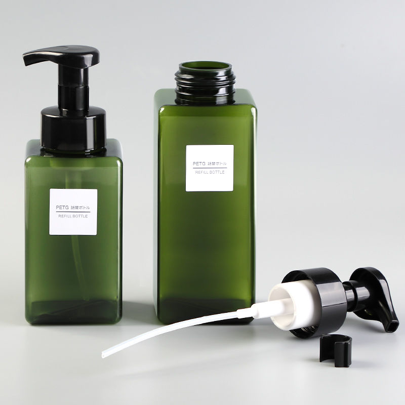 Bình Nhựa Rỗng Dạng Nhấn Đựng Xà Phòng/Dầu Gội Đầu Hình Vuông 250/450/650ml