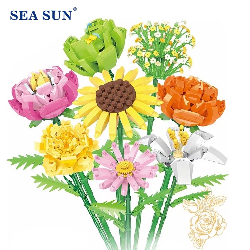 Đồ chơi lắp ghép SEA SUN TOYS mô hình hoa hướng dương mini DIY