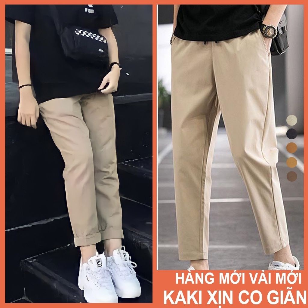 Quần baggy Kaki Unisex Nữ Nam vải loại 1 co giãn cạp chun kaki nam nữ
