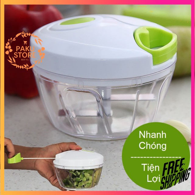 [ BA LƯỠI ] Máy Xay Mini Kéo Tay Mini Food Chopper , Xay Nhuyễn, Tỏi, Ớt, Hành, Gia Vị